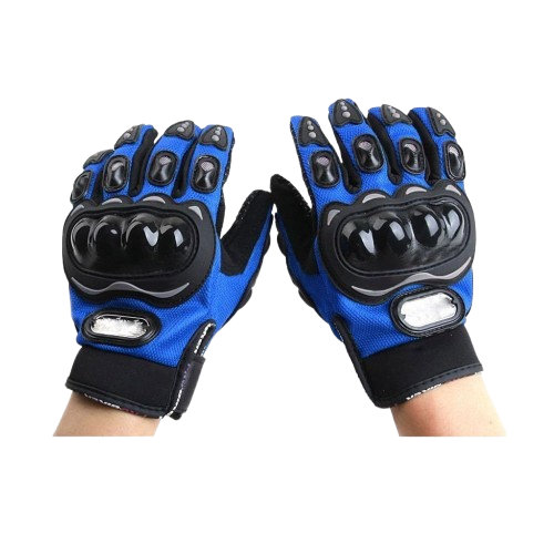 Maverick Leather Motorcycle Riding Gloves (Blue)